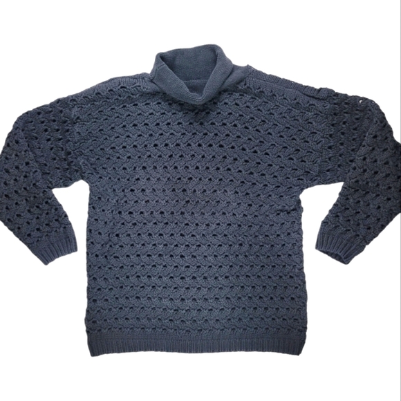 Neiman Marcus Oversized Mock Turtleneck Crochet Sweater/Tunic - Picture 9 of 10